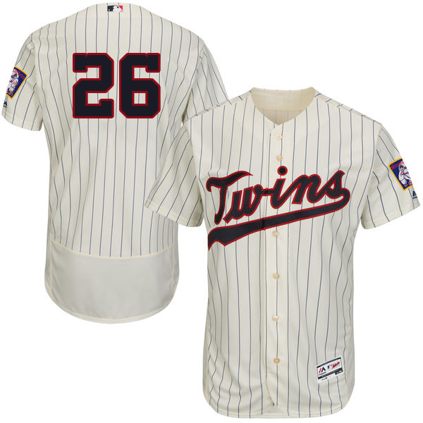 Twins #26 Max Kepler Cream Strip Flexbase Authentic Collection Stitched MLB Jersey - Click Image to Close